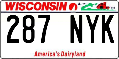 WI license plate 287NYK