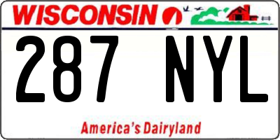 WI license plate 287NYL