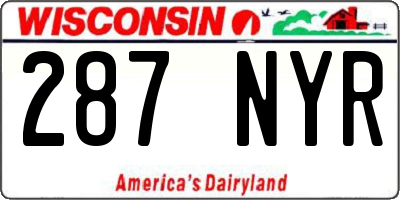WI license plate 287NYR