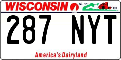 WI license plate 287NYT