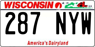 WI license plate 287NYW
