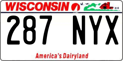 WI license plate 287NYX