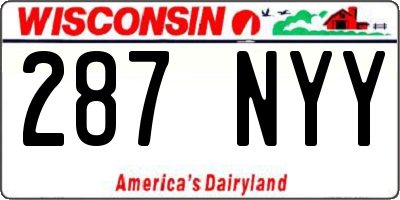 WI license plate 287NYY