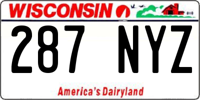 WI license plate 287NYZ