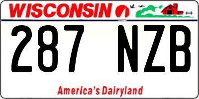 WI license plate 287NZB