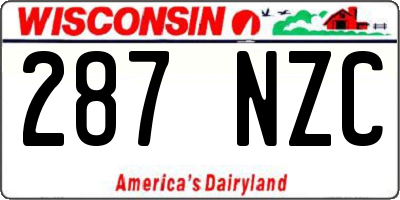 WI license plate 287NZC
