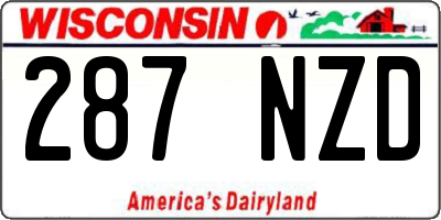 WI license plate 287NZD