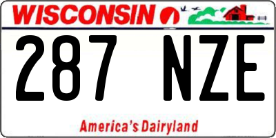 WI license plate 287NZE