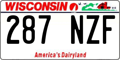 WI license plate 287NZF