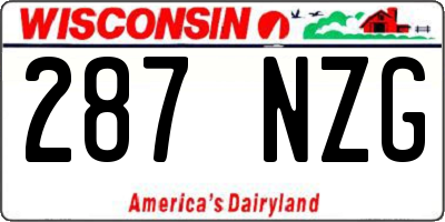 WI license plate 287NZG
