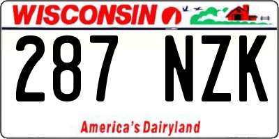 WI license plate 287NZK