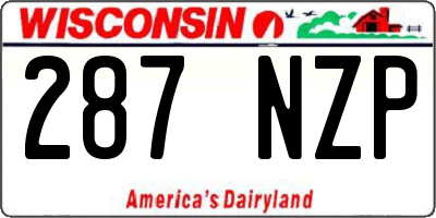 WI license plate 287NZP