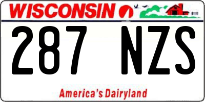 WI license plate 287NZS
