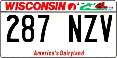 WI license plate 287NZV