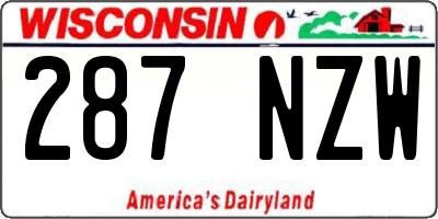 WI license plate 287NZW