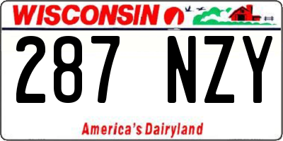 WI license plate 287NZY