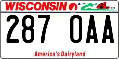 WI license plate 287OAA
