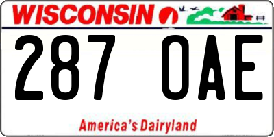 WI license plate 287OAE