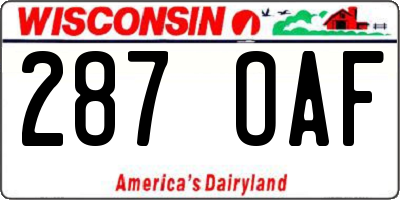 WI license plate 287OAF