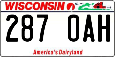 WI license plate 287OAH