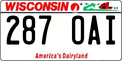 WI license plate 287OAI