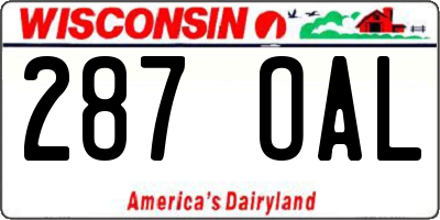 WI license plate 287OAL