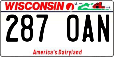 WI license plate 287OAN
