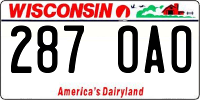 WI license plate 287OAO
