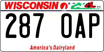 WI license plate 287OAP