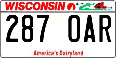 WI license plate 287OAR