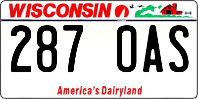 WI license plate 287OAS