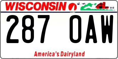 WI license plate 287OAW