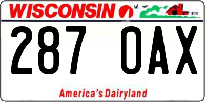WI license plate 287OAX