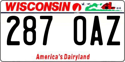 WI license plate 287OAZ
