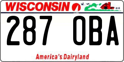 WI license plate 287OBA