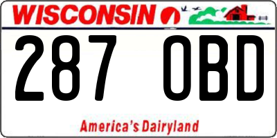 WI license plate 287OBD