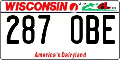 WI license plate 287OBE