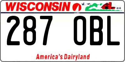 WI license plate 287OBL