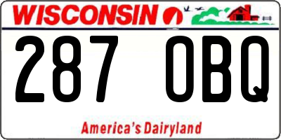 WI license plate 287OBQ