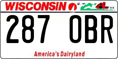 WI license plate 287OBR