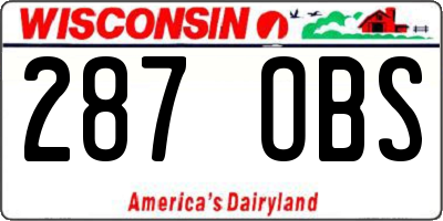 WI license plate 287OBS