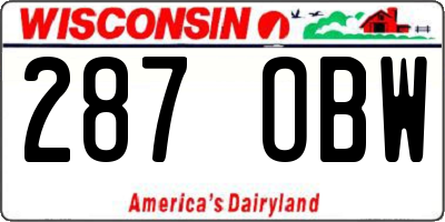 WI license plate 287OBW