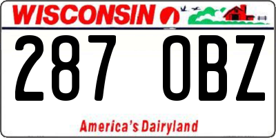 WI license plate 287OBZ