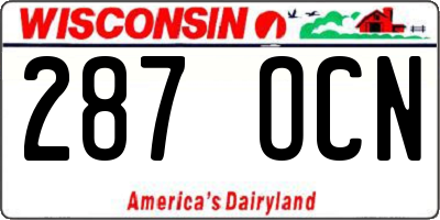 WI license plate 287OCN