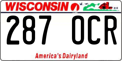 WI license plate 287OCR