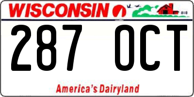 WI license plate 287OCT