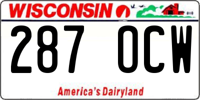 WI license plate 287OCW