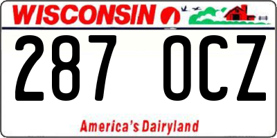 WI license plate 287OCZ