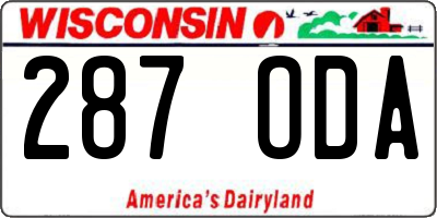 WI license plate 287ODA