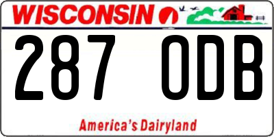 WI license plate 287ODB